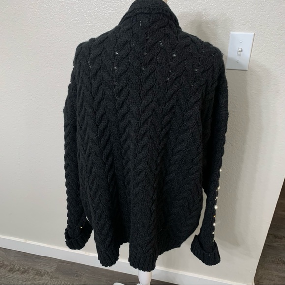 NWT Bibi black knit pearl/jewel cardigan sz XL - Picture 5 of 9